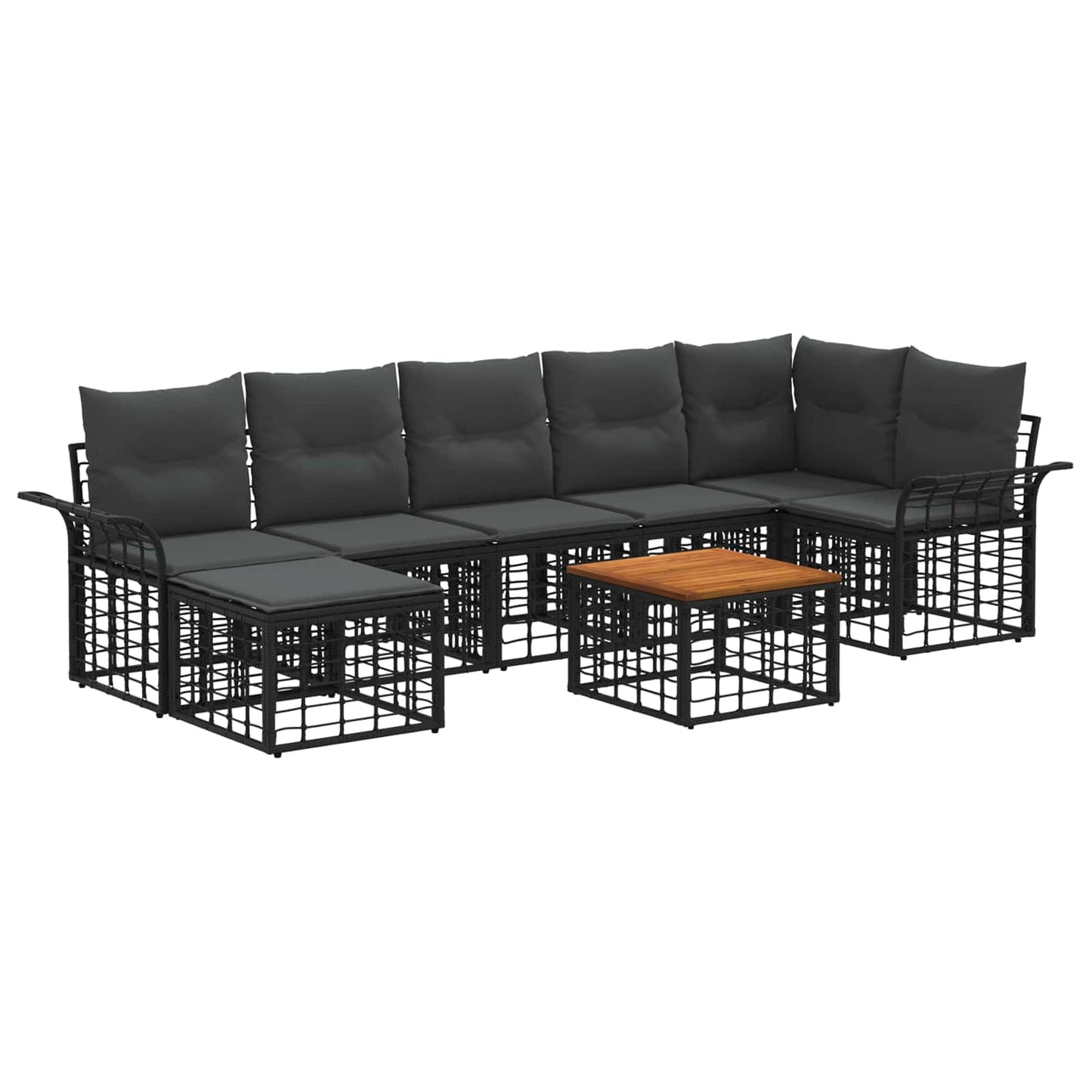 Outdoor-Sofagarnitur 8 stk. Schwarz und Dunkelgrau Polyester