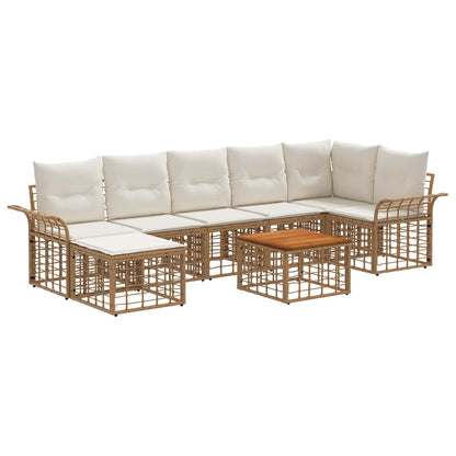 Outdoor-Sofagarnitur 8 stk. 7-Sitzer Natur und Cremeweiß
