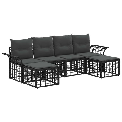 Outdoor-Sofagarnitur 6 stk. Schwarz und Dunkelgrau Polyester