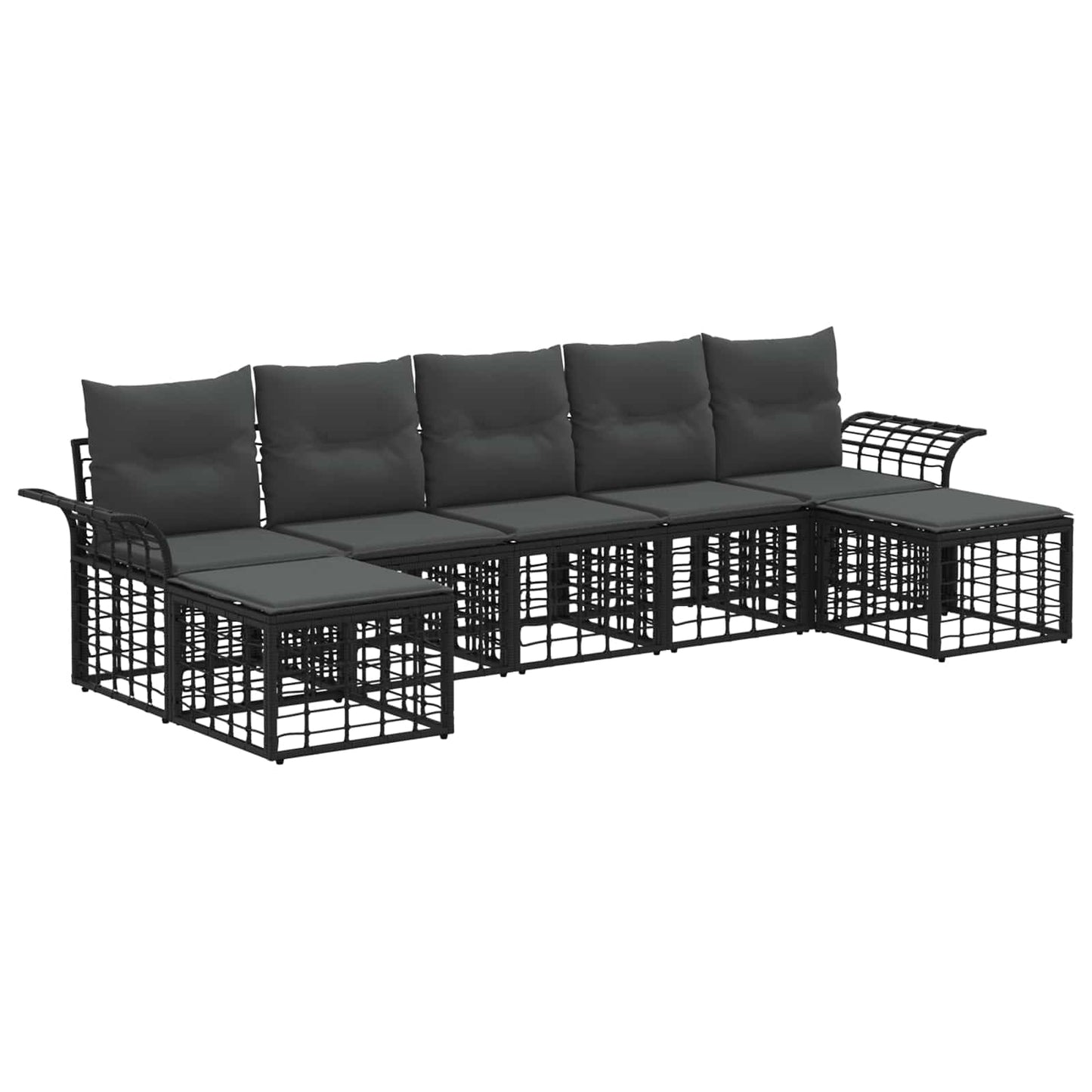 Outdoor-Sofagarnitur 7 pcs Schwarz und Dunkelgrau Polyester