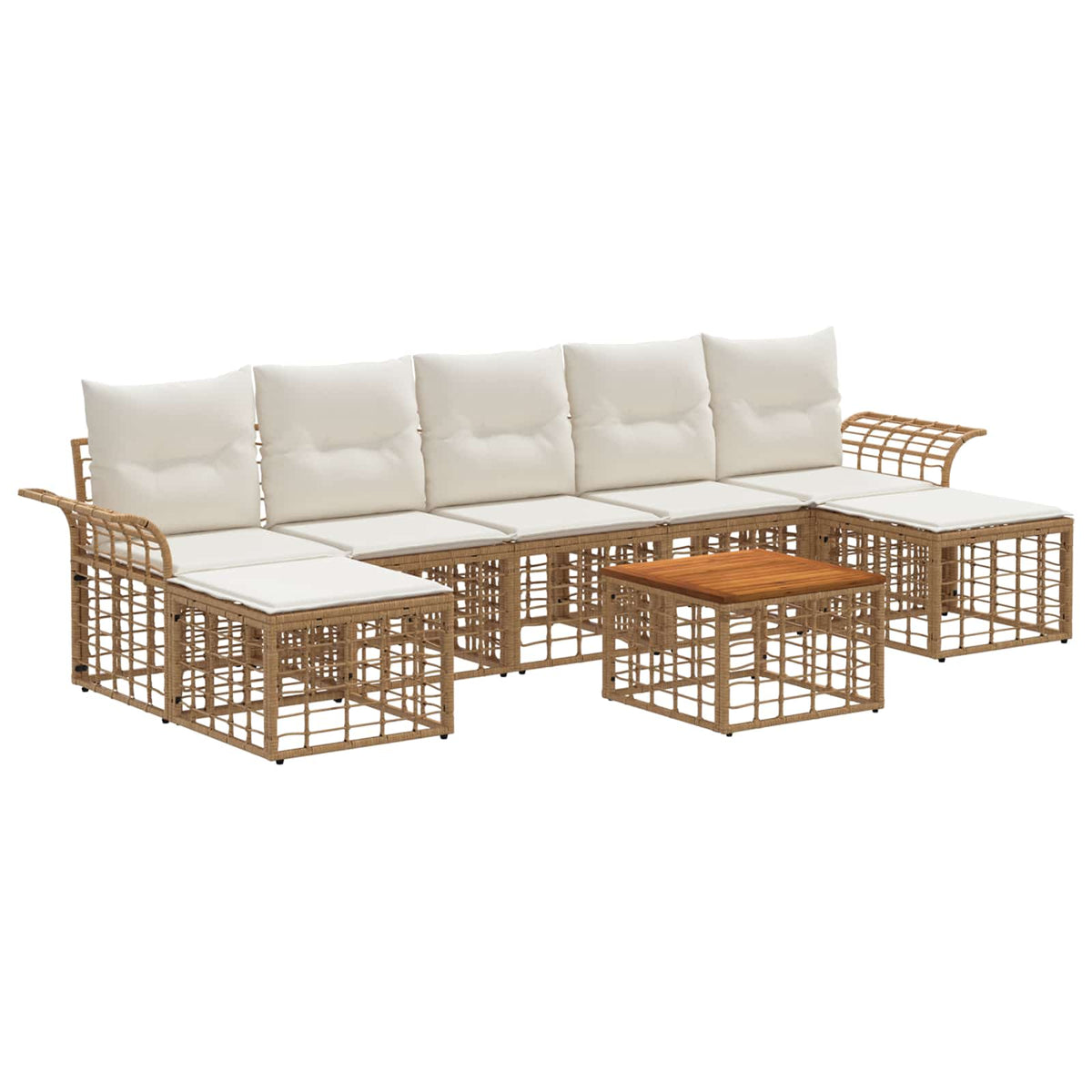 Outdoor-Sofagarnitur 8 stk. 7-Sitzer Natur und Cremeweiß