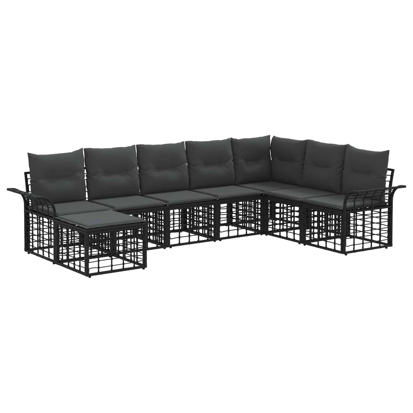 Outdoor-Sofagarnitur 8 pcs Schwarz und Dunkelgrau Polyester
