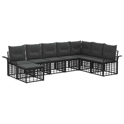 Outdoor-Sofagarnitur 8 stk. Schwarz und Dunkelgrau Polyester