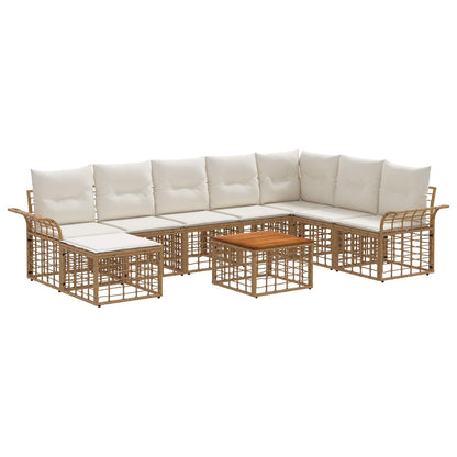 Outdoor-Sofagarnitur 9 stk. 8-Sitzer Natur und Cremeweiß
