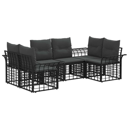 Outdoor-Sofagarnitur 6 stk. Schwarz und Dunkelgrau Polyester