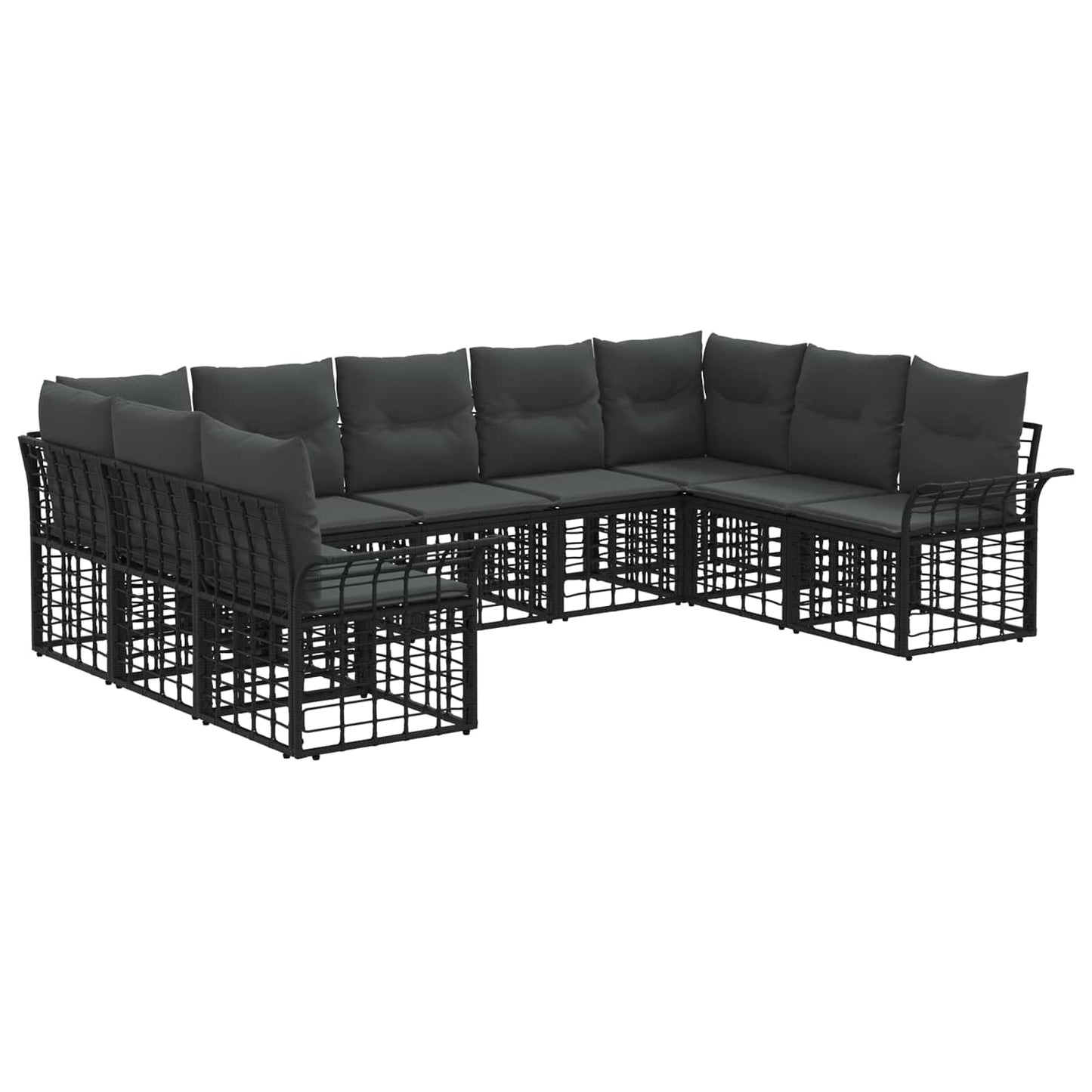 Outdoor-Sofagarnitur 9 pcs Schwarz und Dunkelgrau Polyester