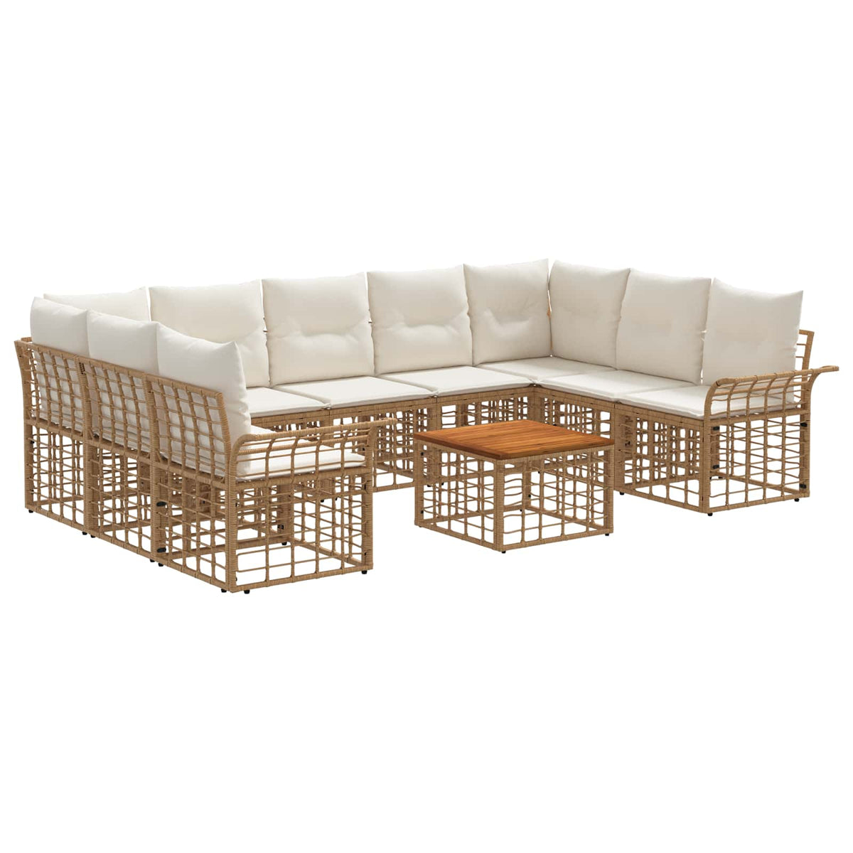 Outdoor-Sofagarnitur 10 stk. 9-Sitzer Natur und Cremeweiß