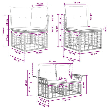 Outdoor-Sofagarnitur 10 stk. Schwarz und Dunkelgrau Polyester