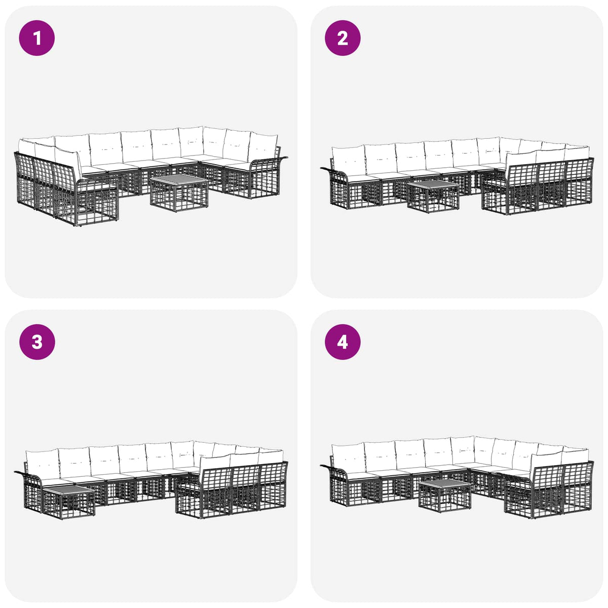 Outdoor-Sofagarnitur 11 stk. 10-Sitzer Natur und Cremeweiß