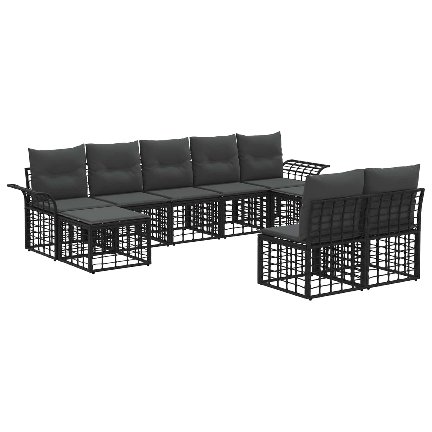 Outdoor-Sofagarnitur 9 pcs Schwarz und Dunkelgrau Polyester