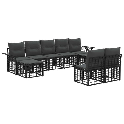 Outdoor-Sofagarnitur 9 stk. Schwarz und Dunkelgrau Polyester