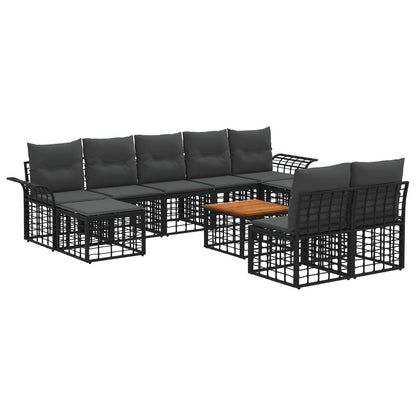 Outdoor-Sofagarnitur 10 stk. Schwarz und Dunkelgrau Polyester