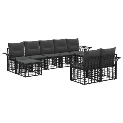 Outdoor-Sofagarnitur 9 stk. Schwarz und Dunkelgrau Polyester