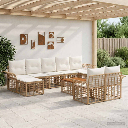 Outdoor-Sofagarnitur 10 stk. 9-Sitzer Natur und Cremeweiß