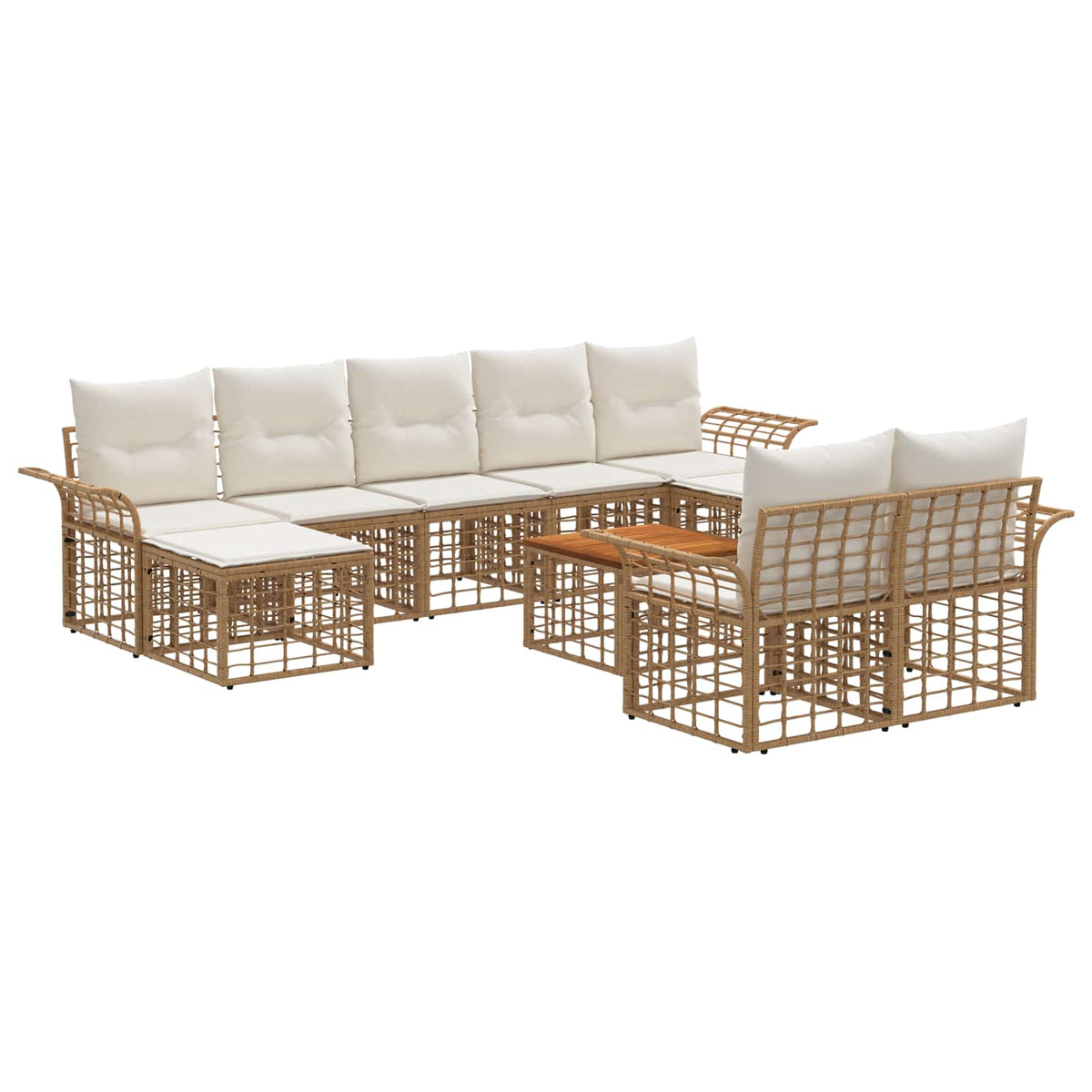 Outdoor-Sofagarnitur 10 stk. 9-Sitzer Natur und Cremeweiß