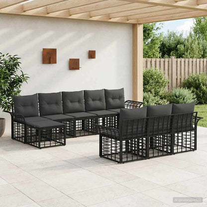 Outdoor-Sofagarnitur 10 stk. Schwarz und Dunkelgrau Polyester