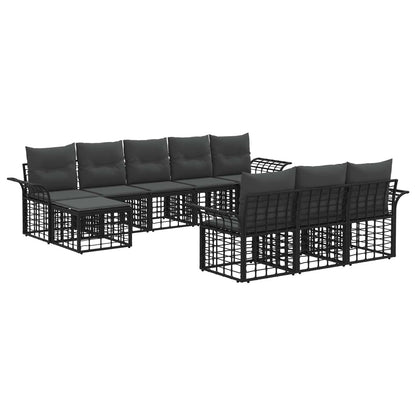 Outdoor-Sofagarnitur 10 stk. Schwarz und Dunkelgrau Polyester