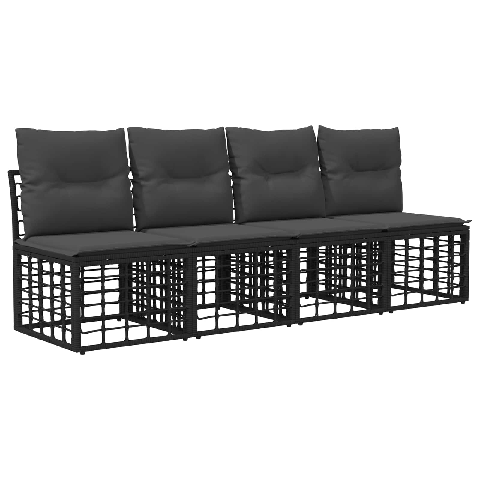 Outdoor-Sofagarnitur 11 stk. Schwarz und Dunkelgrau Polyester