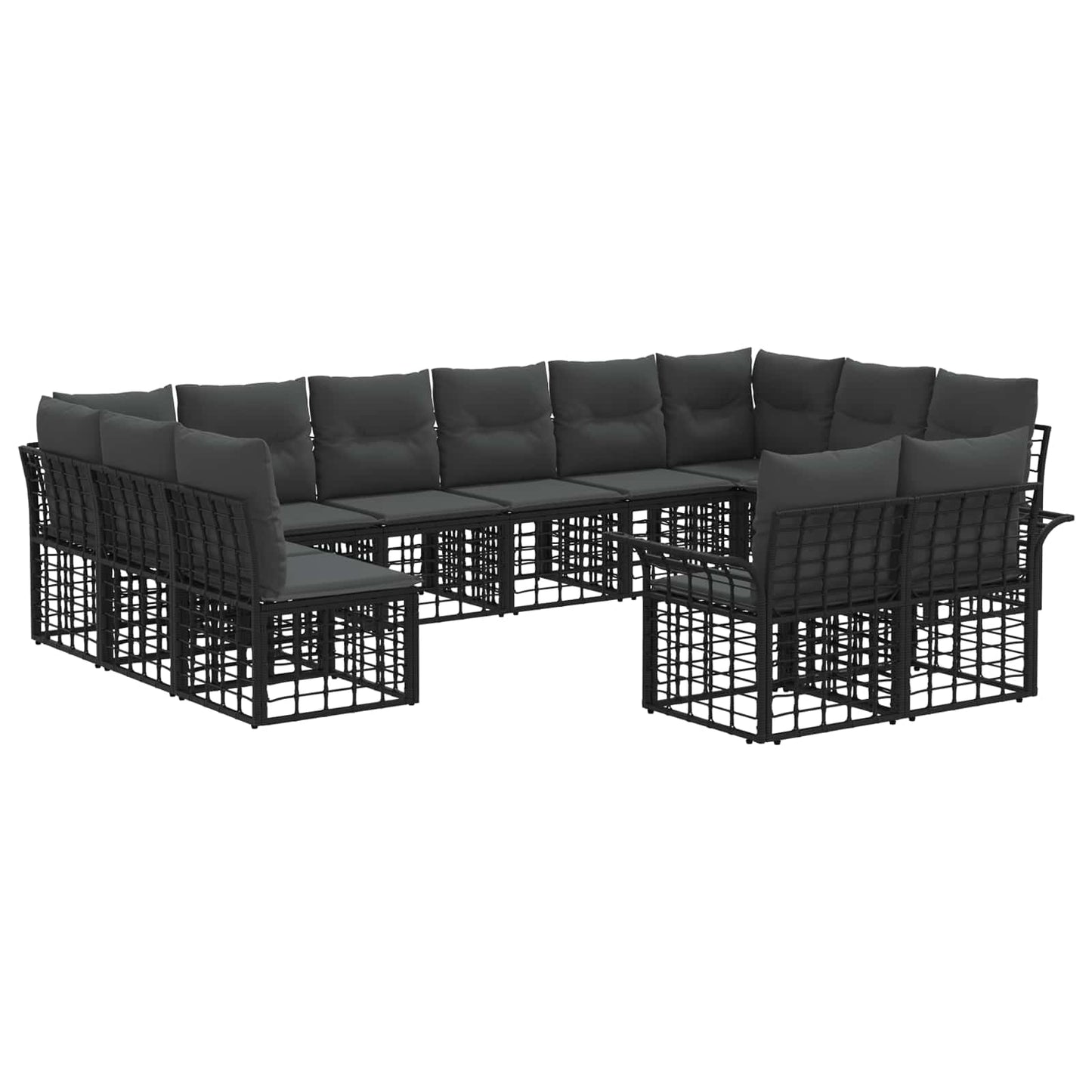 Outdoor-Sofagarnitur 12 pcs Schwarz und Dunkelgrau Polyester