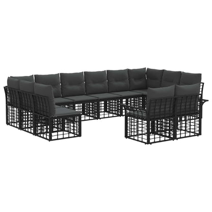 Outdoor-Sofagarnitur 12 stk. Schwarz und Dunkelgrau Polyester