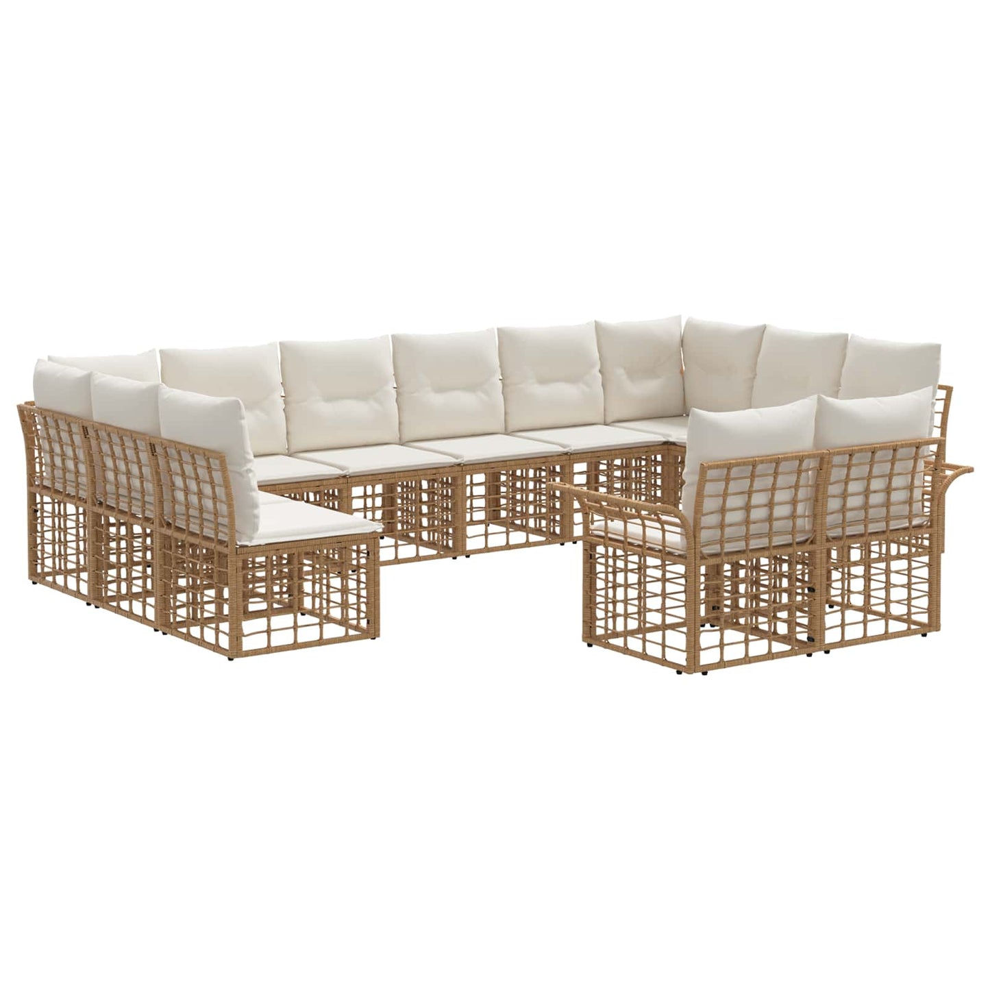 Outdoor-Sofagarnitur 12 pcs Natürlich und Cremweiß Polyester