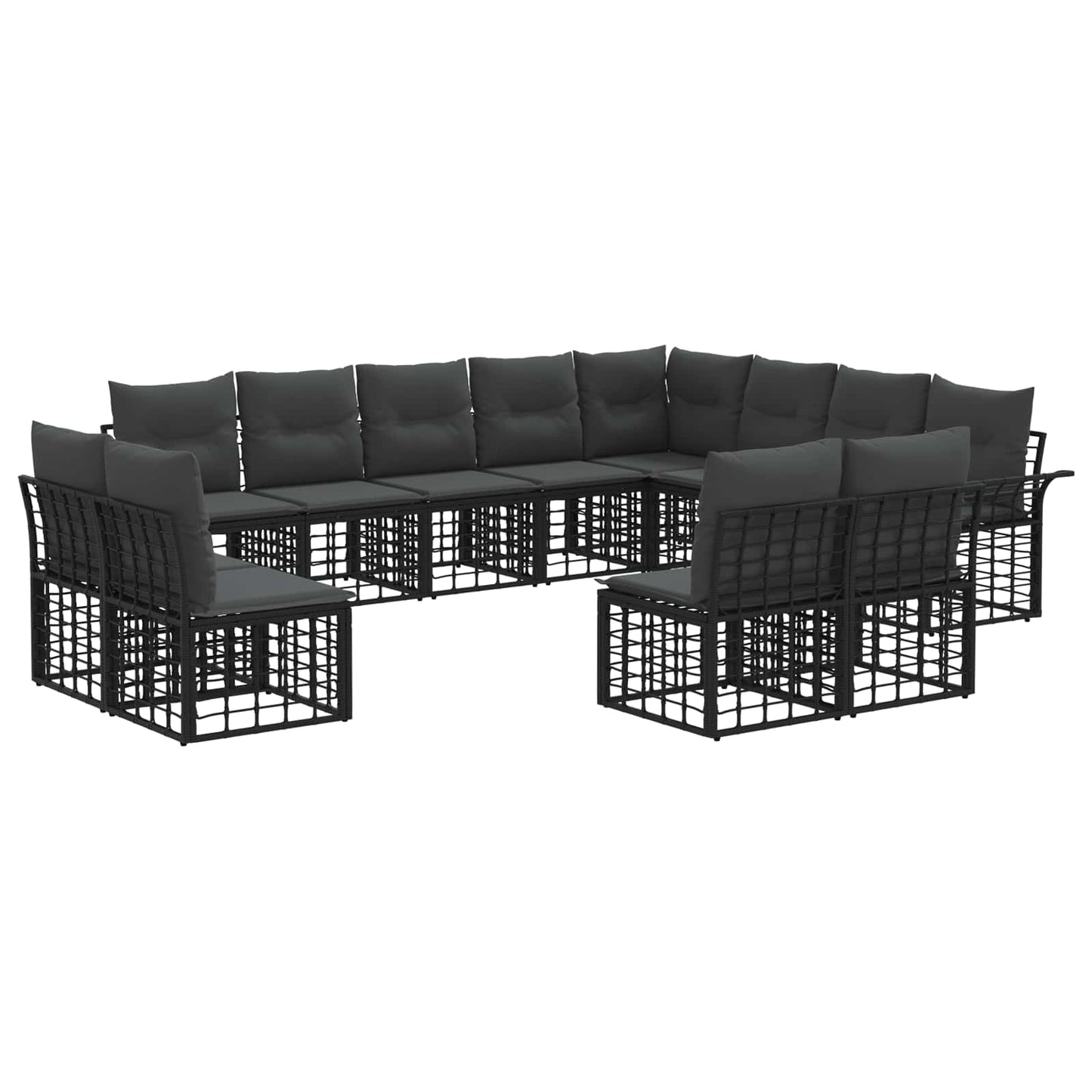 Outdoor-Sofagarnitur 12 pcs Schwarz und Dunkelgrau Polyester