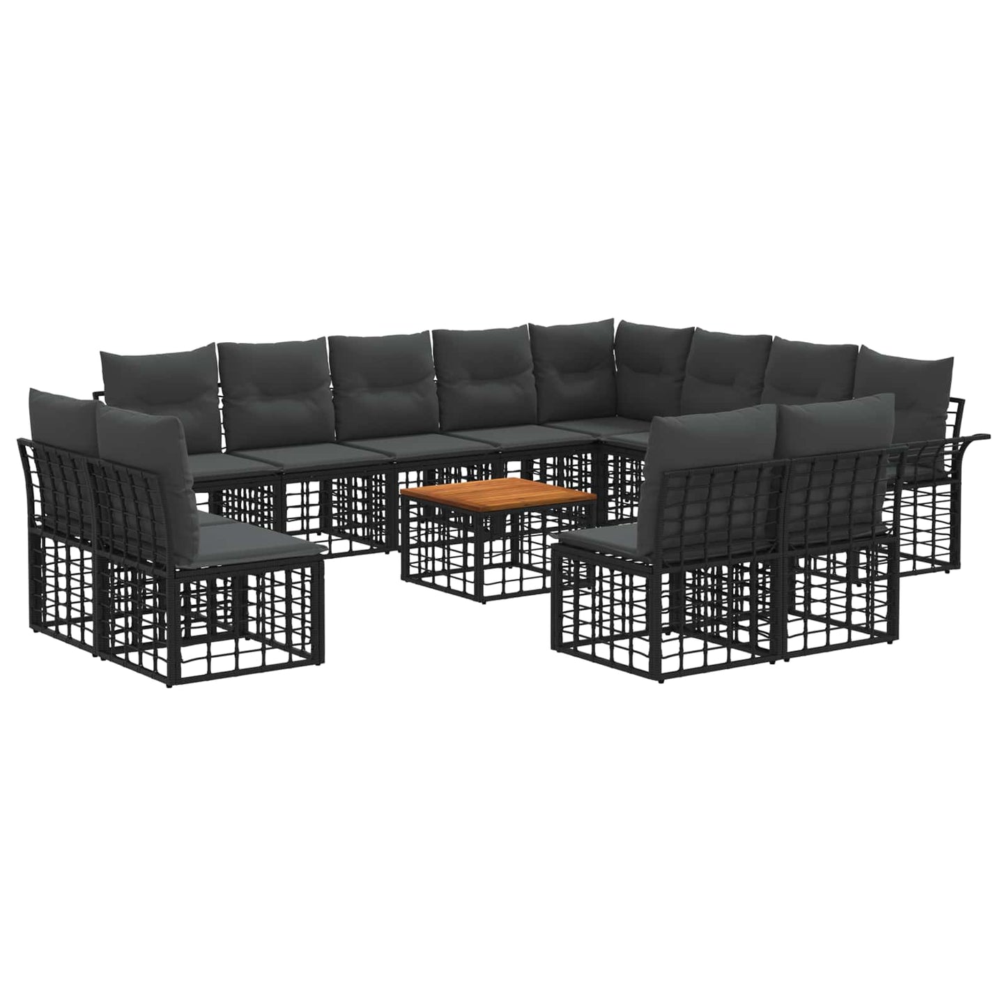Outdoor-Sofagarnitur 13 pcs Schwarz und Dunkelgrau Polyester