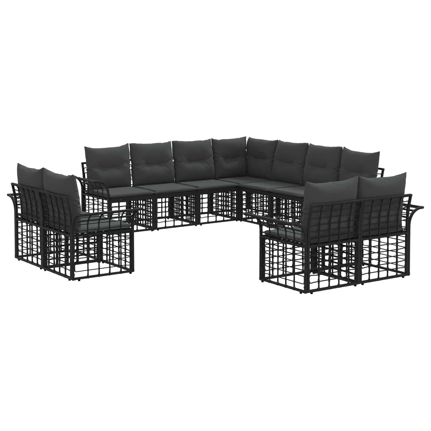 Outdoor-Sofagarnitur 11 pcs Schwarz und Dunkelgrau Polyester