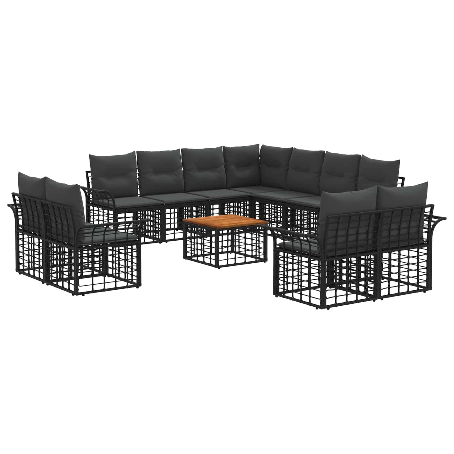 Outdoor-Sofagarnitur 12 pcs Schwarz und Dunkelgrau Polyester