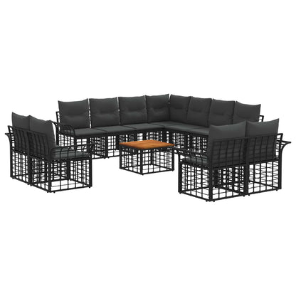 Outdoor-Sofagarnitur 12 stk. Schwarz und Dunkelgrau Polyester