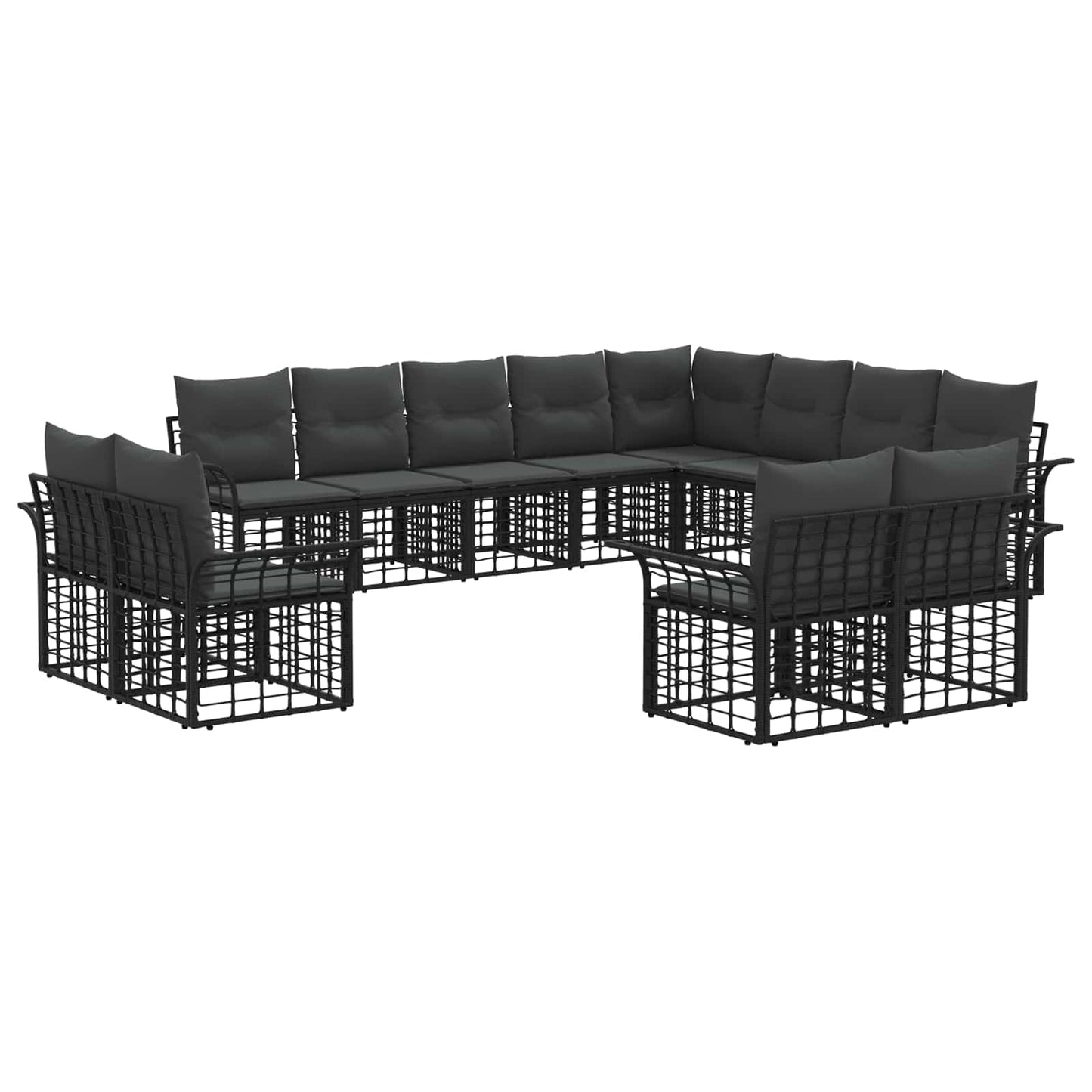 Outdoor-Sofagarnitur 12 pcs Schwarz und Dunkelgrau Polyester