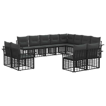 Outdoor-Sofagarnitur 12 stk. Schwarz und Dunkelgrau Polyester