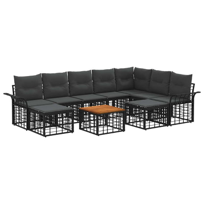 Outdoor-Sofagarnitur 10 stk. Schwarz und Dunkelgrau Polyester