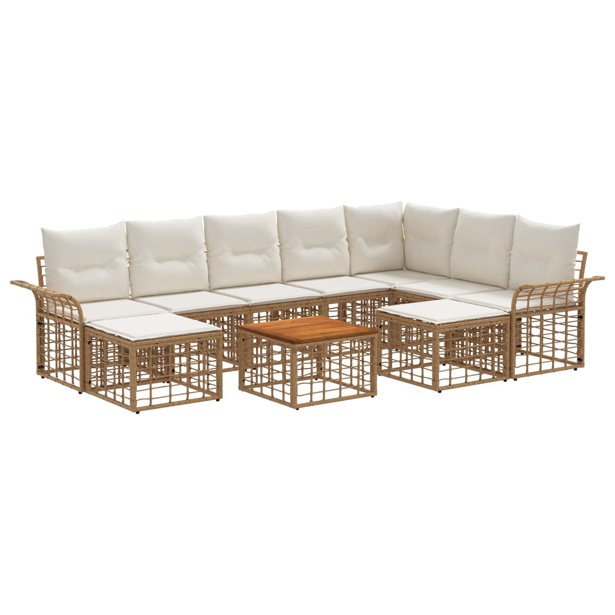 Outdoor-Sofagarnitur 10 stk. 9-Sitzer Natur und Cremeweiß