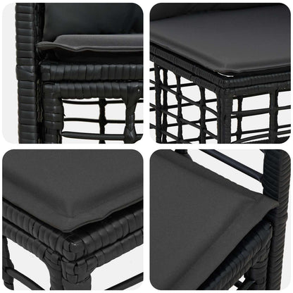 Outdoor-Sofagarnitur 8 stk. Schwarz und Dunkelgrau Polyester