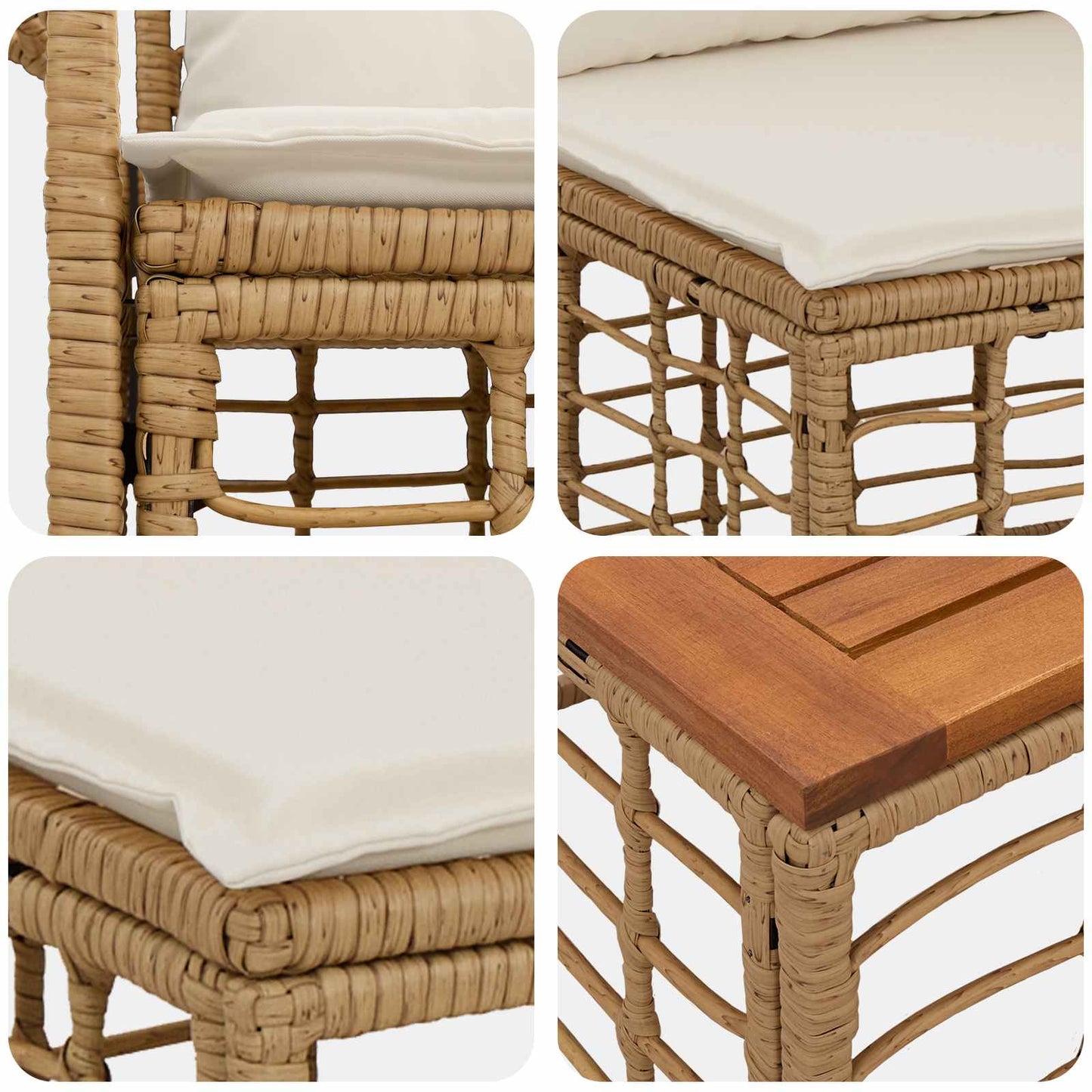 Outdoor-Sofagarnitur 11 stk. Natürlich und Cremweiß Poly-Rattan