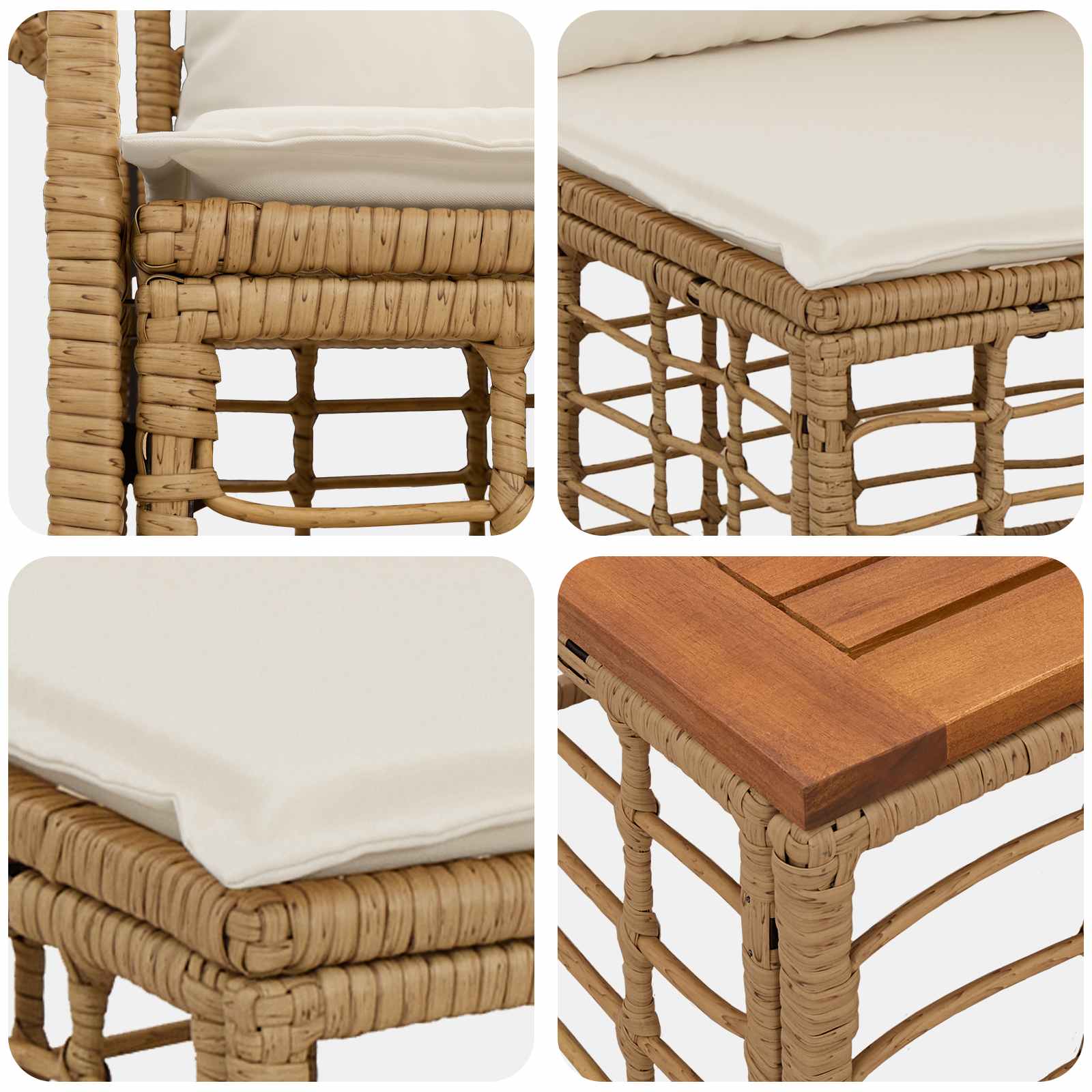 Outdoor-Sofagarnitur 11 stk. Natürlich und Cremweiß Poly-Rattan