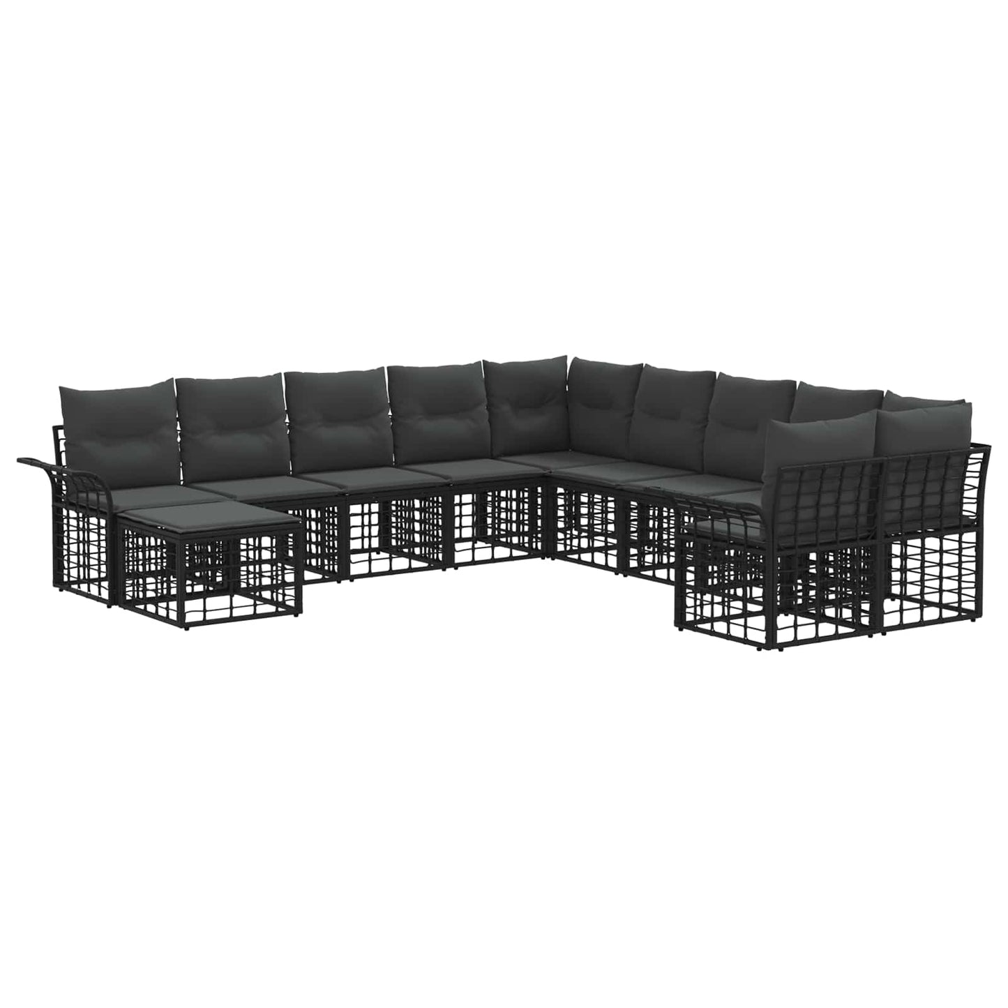 Outdoor-Sofagarnitur 11 pcs Schwarz und Dunkelgrau Polyester
