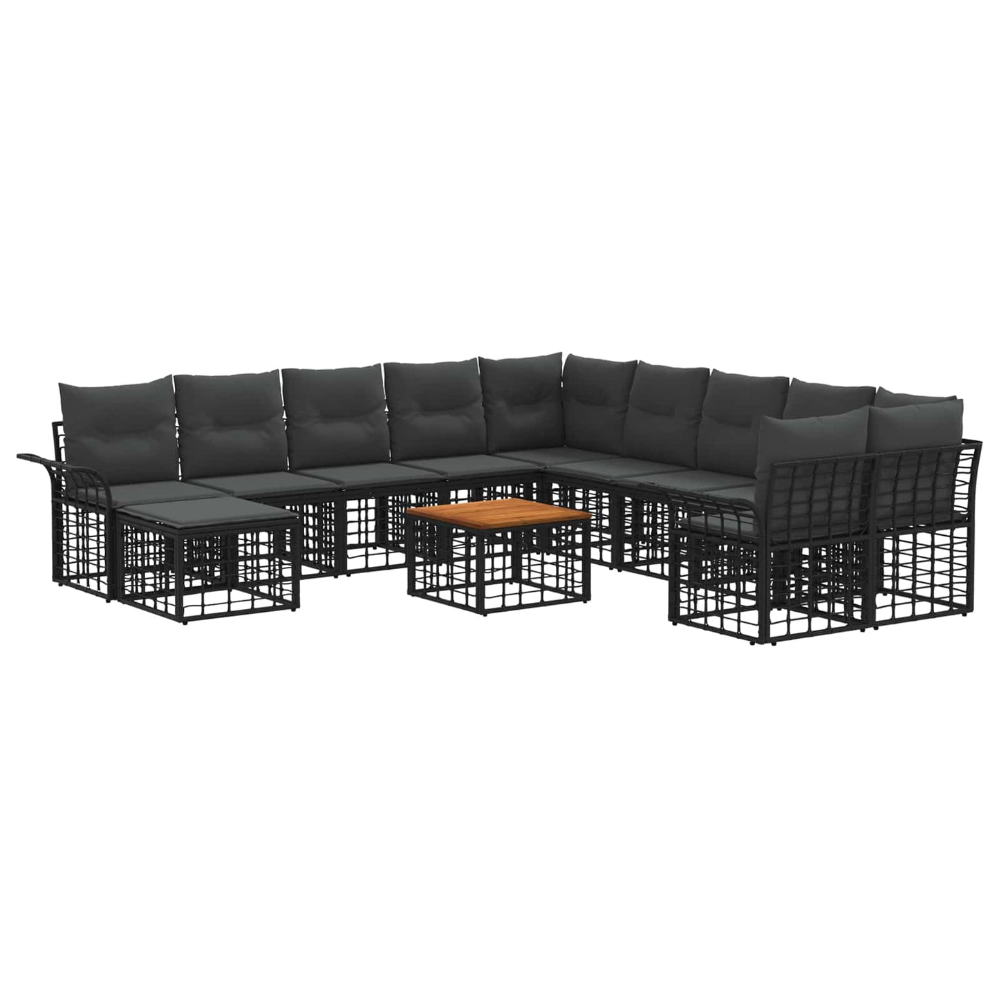 Outdoor-Sofagarnitur 12 pcs Schwarz und Dunkelgrau Polyester