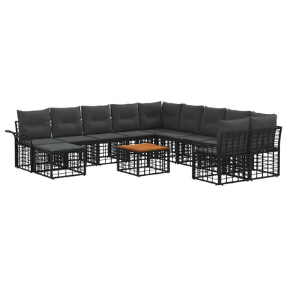 Outdoor-Sofagarnitur 12 stk. Schwarz und Dunkelgrau Polyester