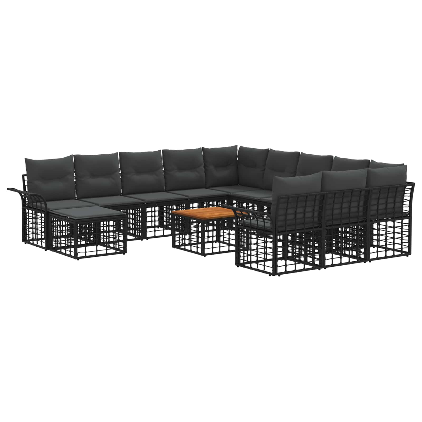 Gartensofa-set 13 pcs Schwarz und Dunkelgrau Poly-Rattan