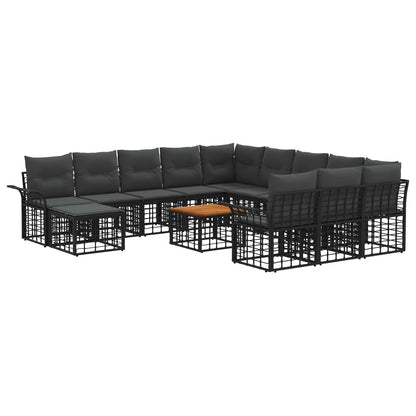 Gartensofa-set 13 pcs Schwarz und Dunkelgrau Poly-Rattan