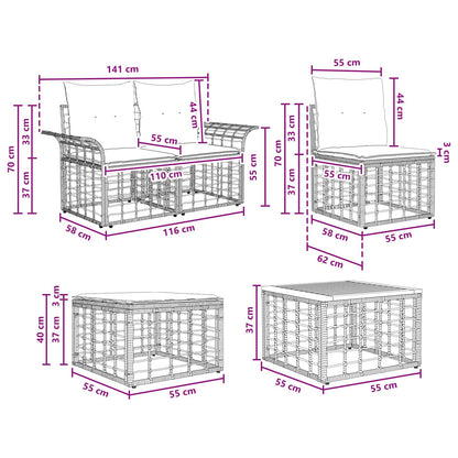 Gartensofa-set 13 pcs Schwarz und Dunkelgrau Poly-Rattan