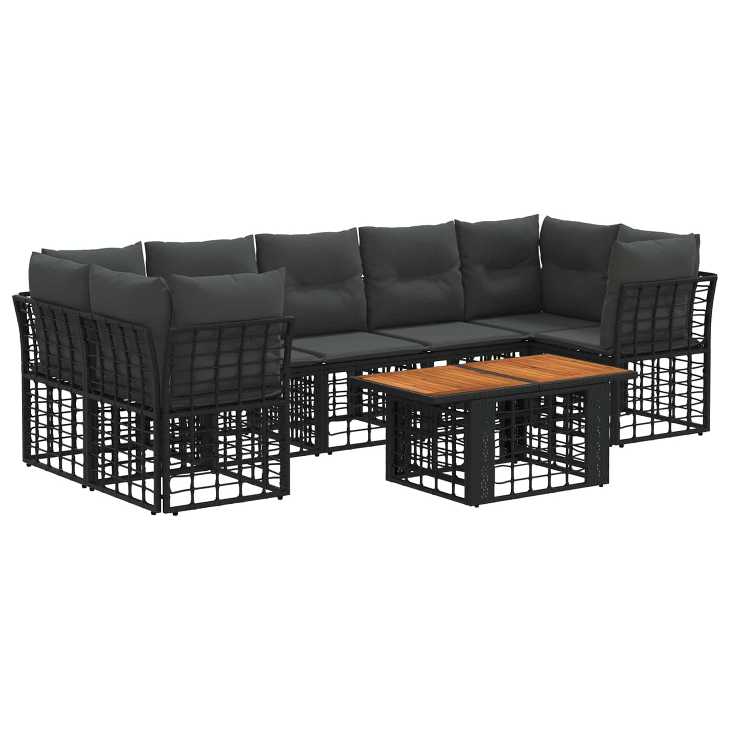 Gartensofa-set 8 stk. Schwarz und Dunkelgrau Poly-Rattan