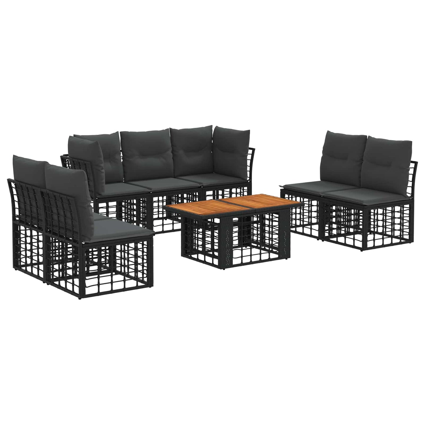 Gartensofa-set 8 stk. Schwarz und Dunkelgrau Poly-Rattan