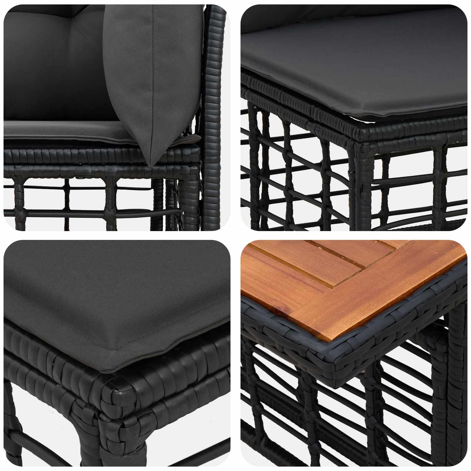 Gartensofa-set 5 stk. Schwarz und Dunkelgrau Poly-Rattan