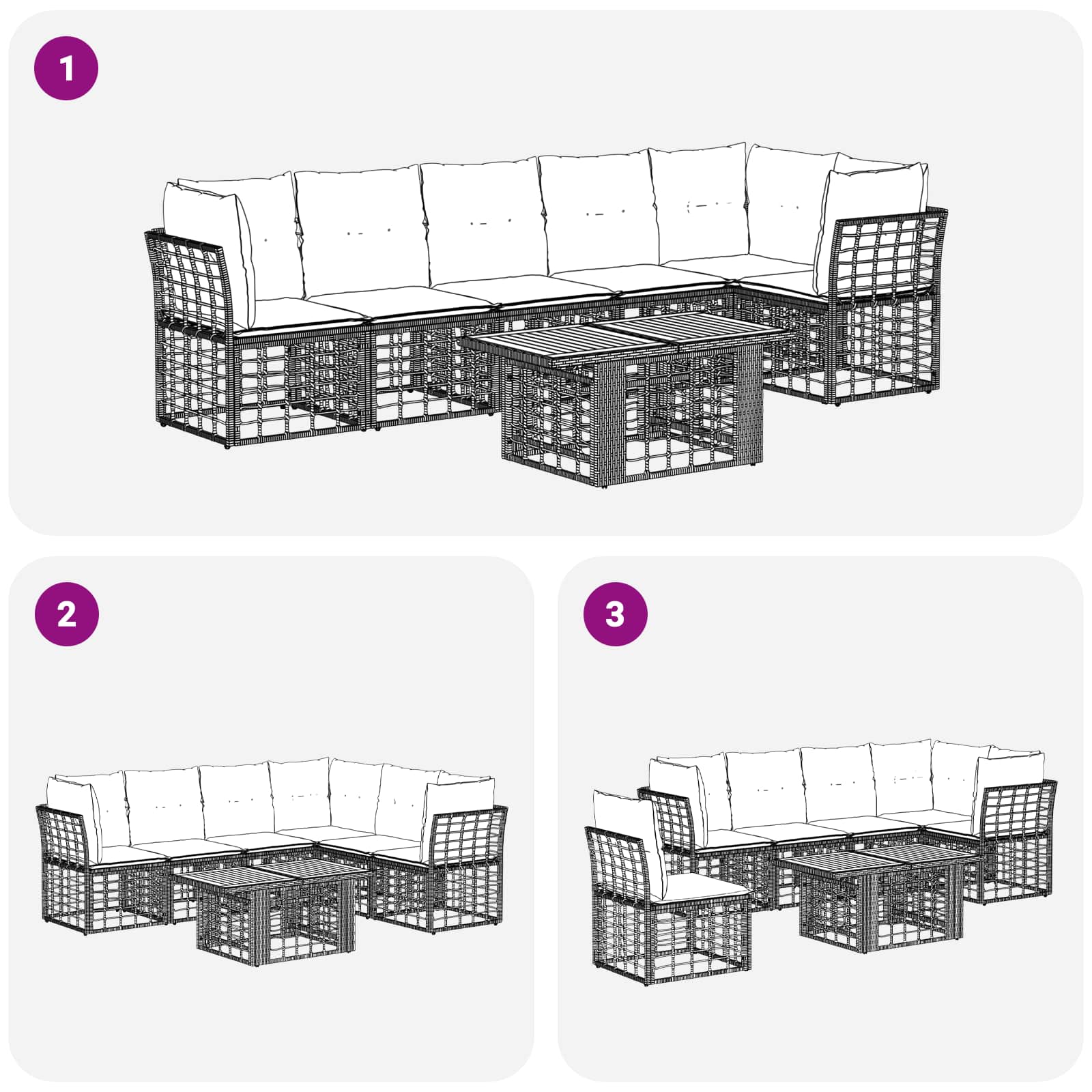 Gartensofa-set 6 stk. Schwarz und Dunkelgrau Poly-Rattan