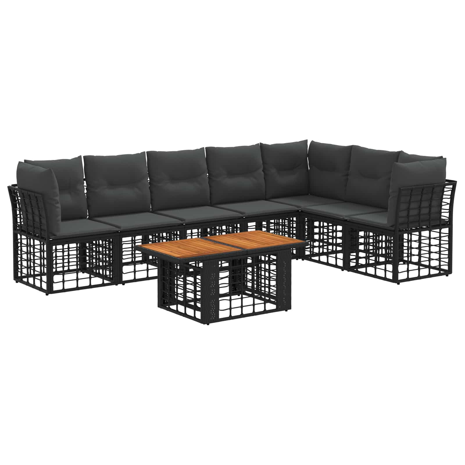 Gartensofa-set 8 stk. Schwarz und Dunkelgrau Poly-Rattan