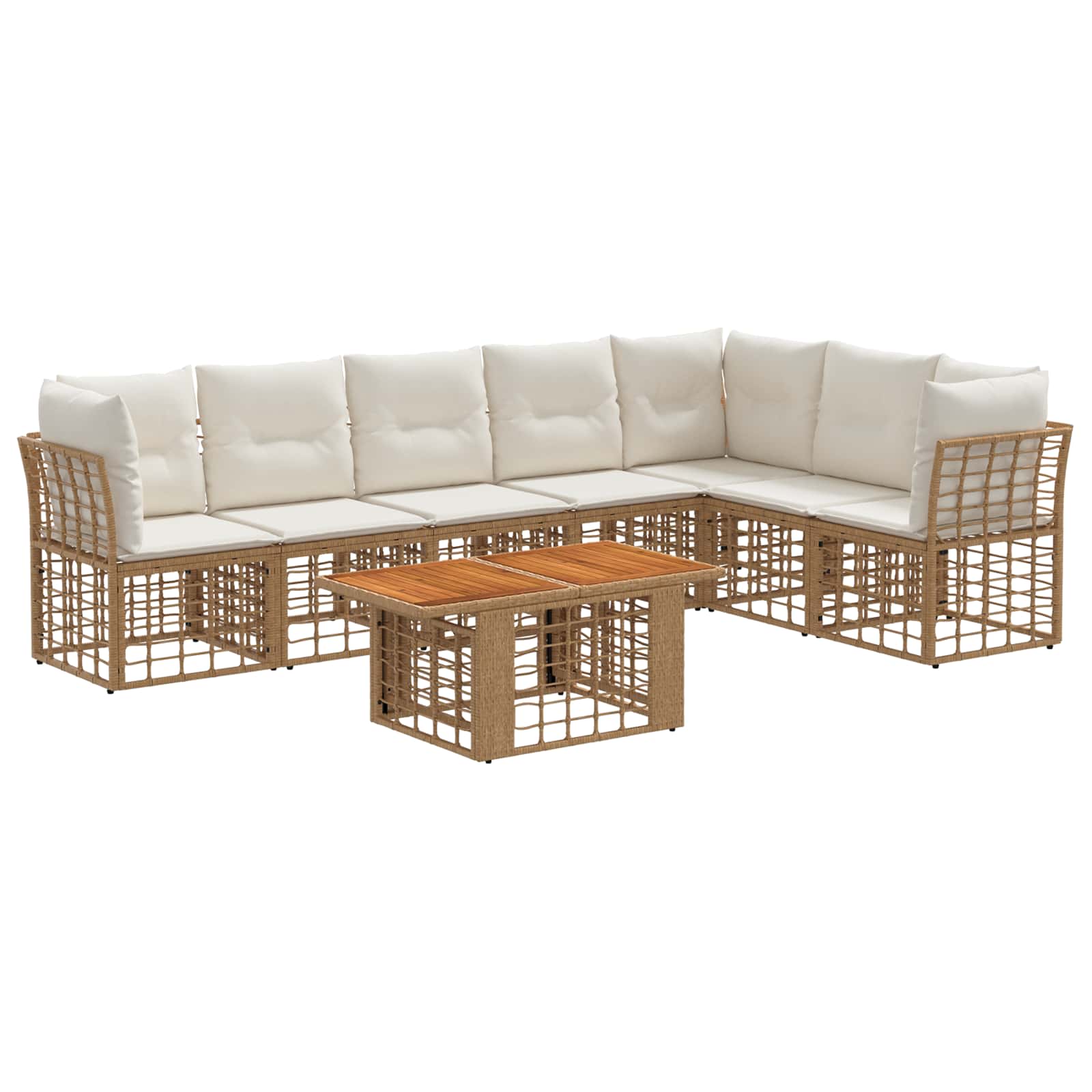 Gartensofa-set 8 stk. Natürlich und Cremweiß Poly-Rattan