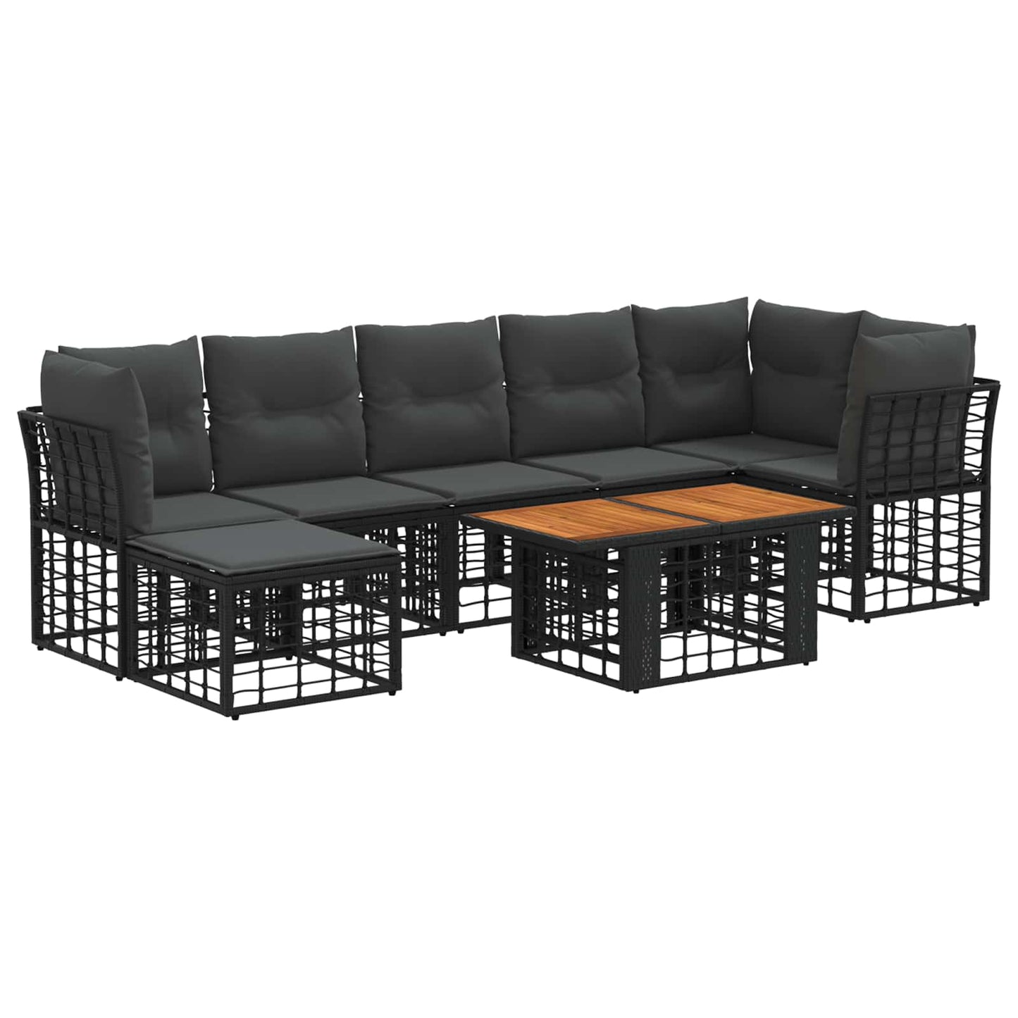 Gartensofa-set 8 stk. Schwarz und Dunkelgrau Poly-Rattan